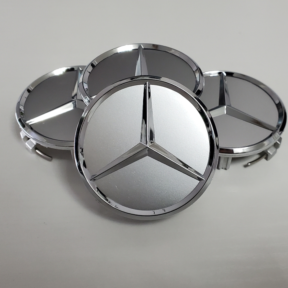4 Silver WHEEL CENTER HUB CAPS EMBLEM FITS MERCEDES BENZ 75MM/ 3 IN